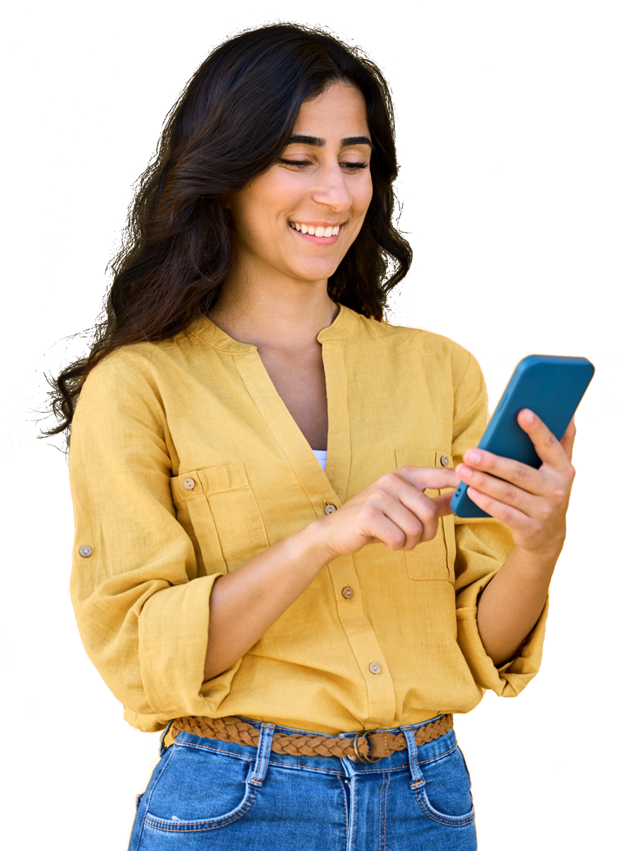 lady holding phone
